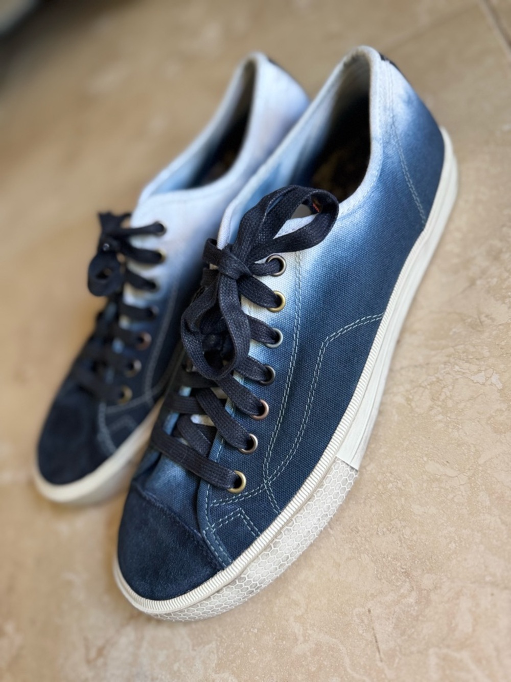 Men’s BOSS ORANGE Denim Blue Gradient Canvas Low-Top Sneakers